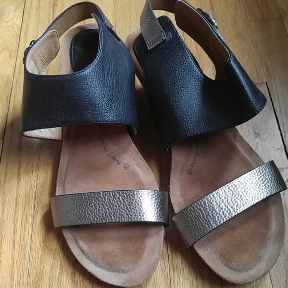 pewter low heel sandals